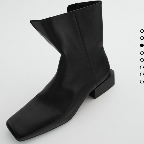 NEW ZARA Low Heeled Square Toe Leather - Picture 2 of 10